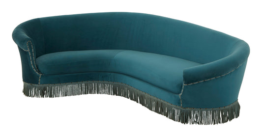 Vintage Blue Curved Sofa