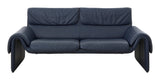 Vintage Blue Leather Sofa