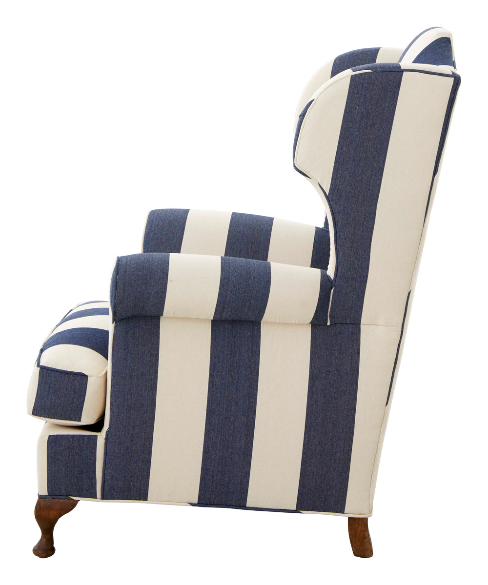Vintage Striped Wingback Chair