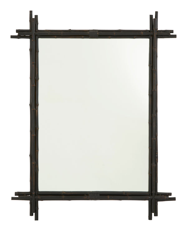 Vintage Black Bamboo Mirror