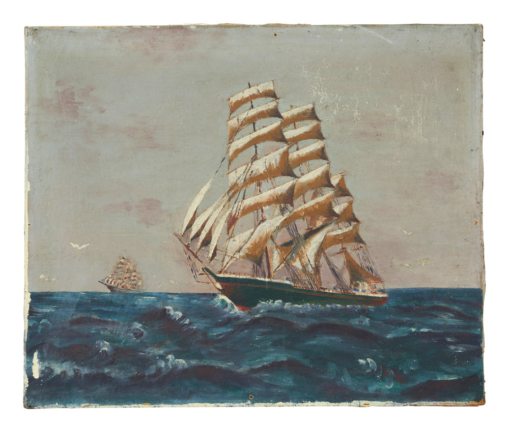 Antique Ship Oil Painting
