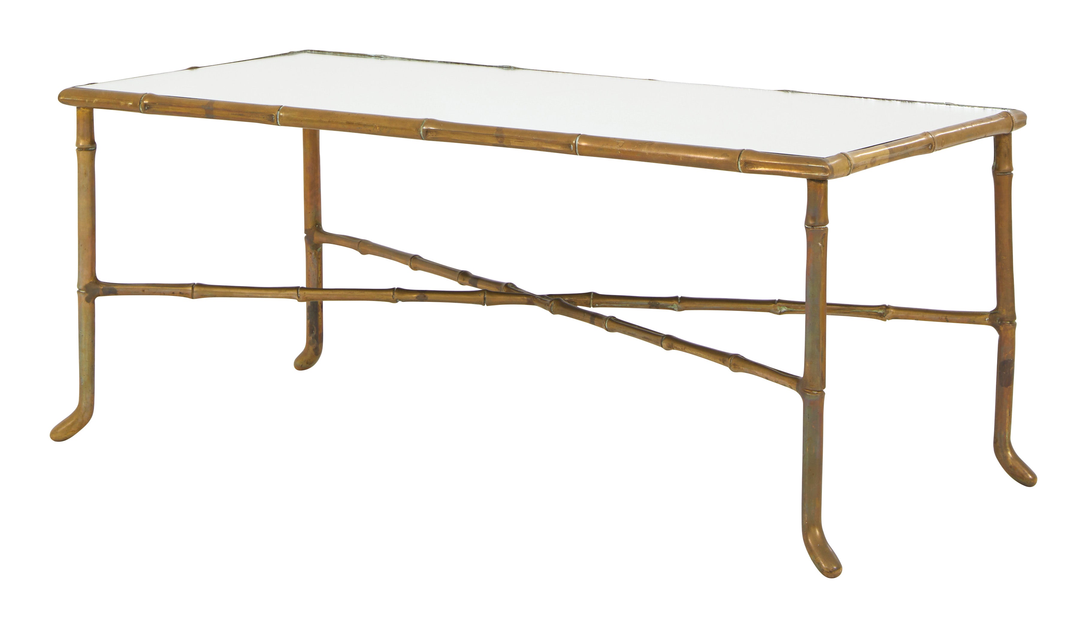 Vintage Brass Faux Bamboo Coffee Table