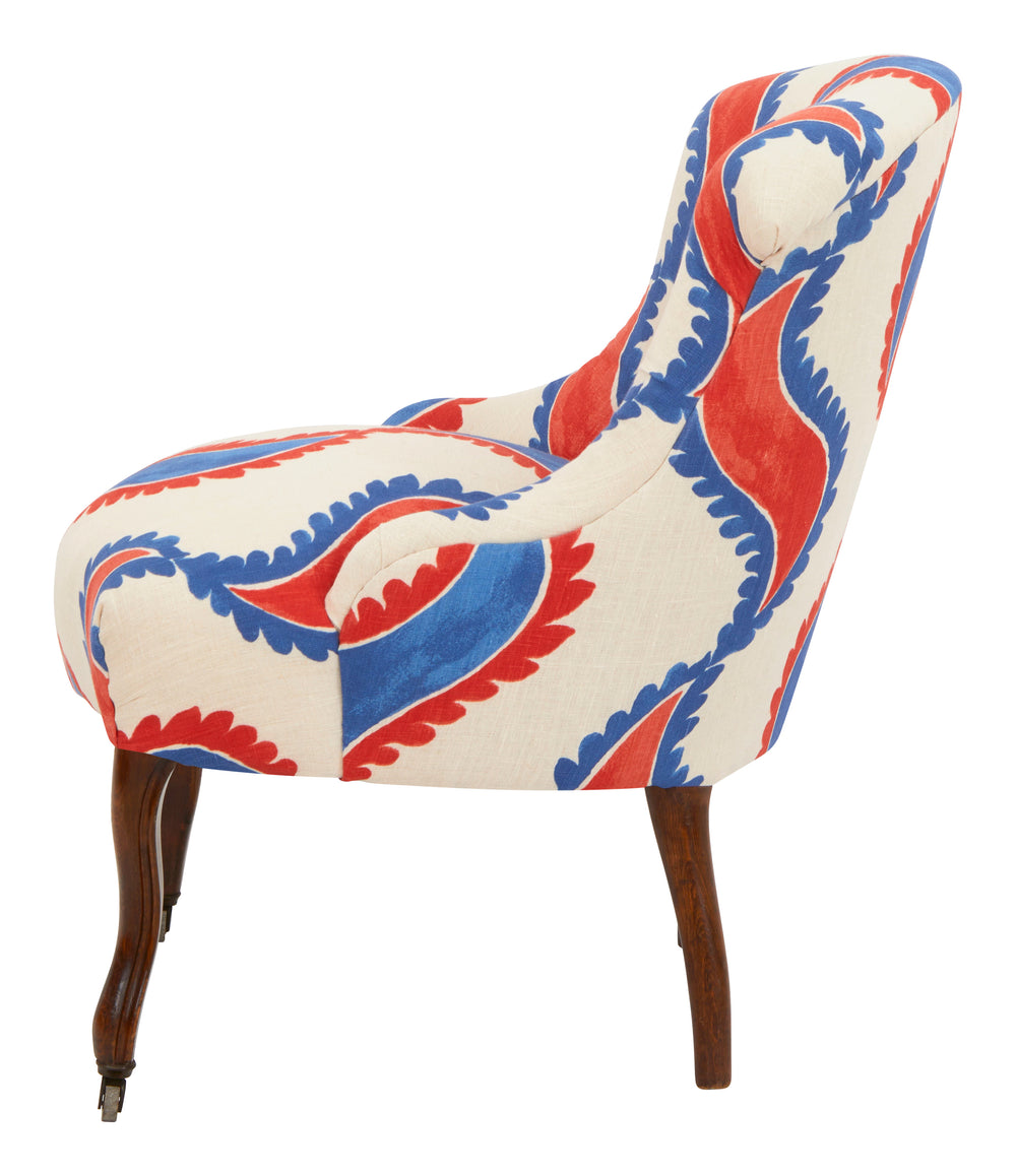 Antique Napoleon III Paisley Slipper Chair