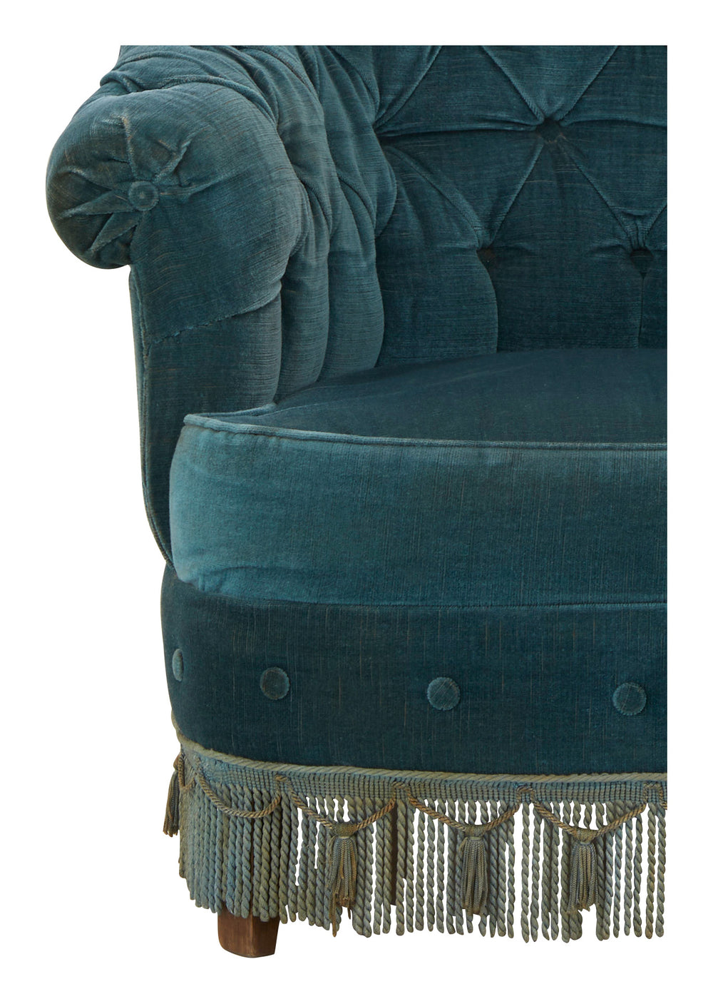 Antique Velvet Tufted Chair