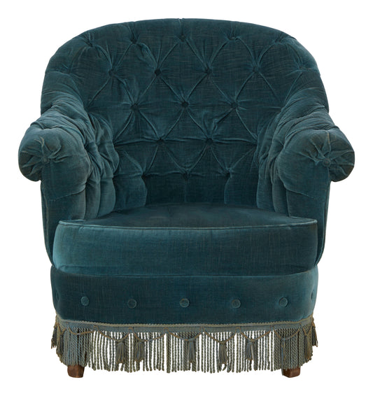 Antique Velvet Tufted Chair