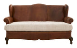 Antique Leather Wing Back Sofa