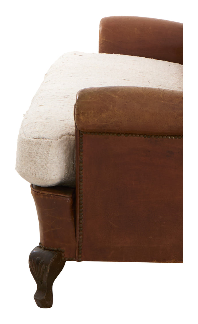 Antique Leather Wing Back Sofa