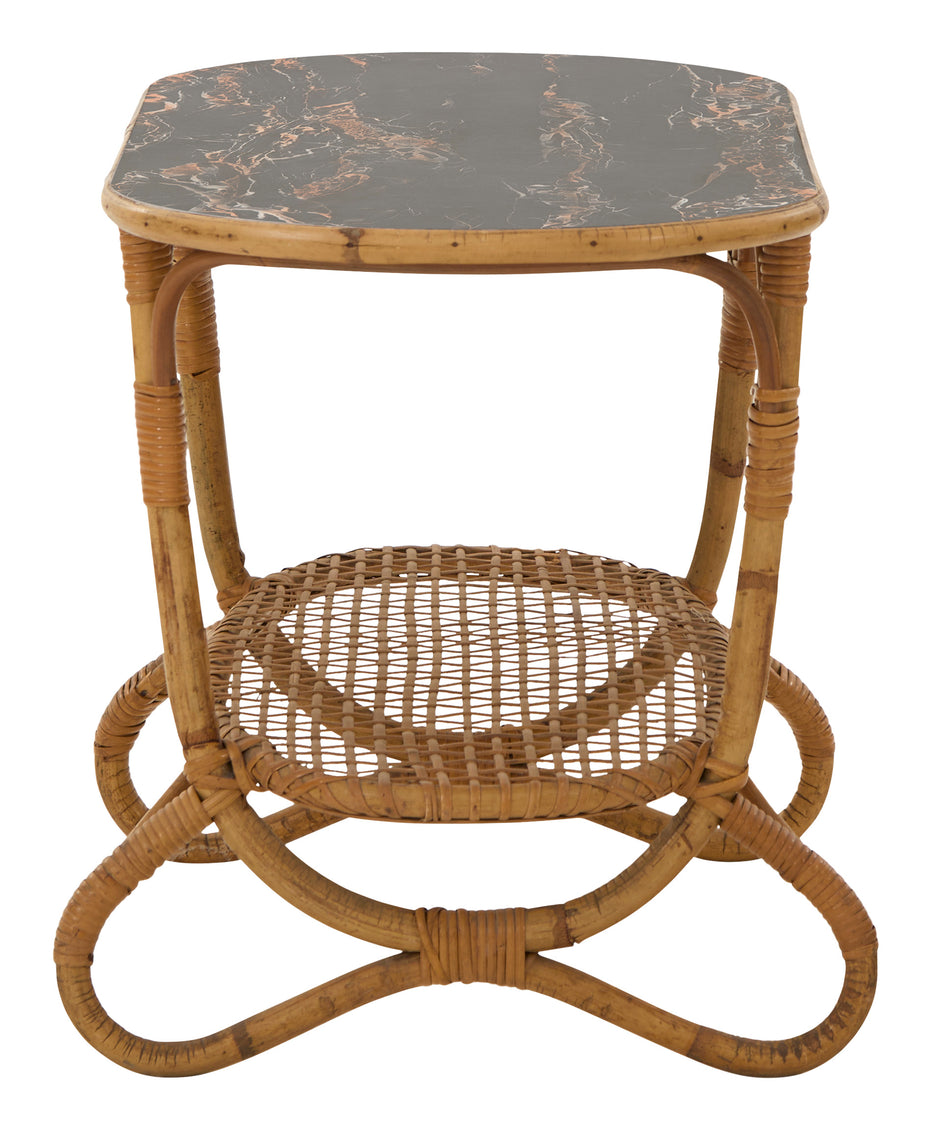 Vintage Oval Rattan Table