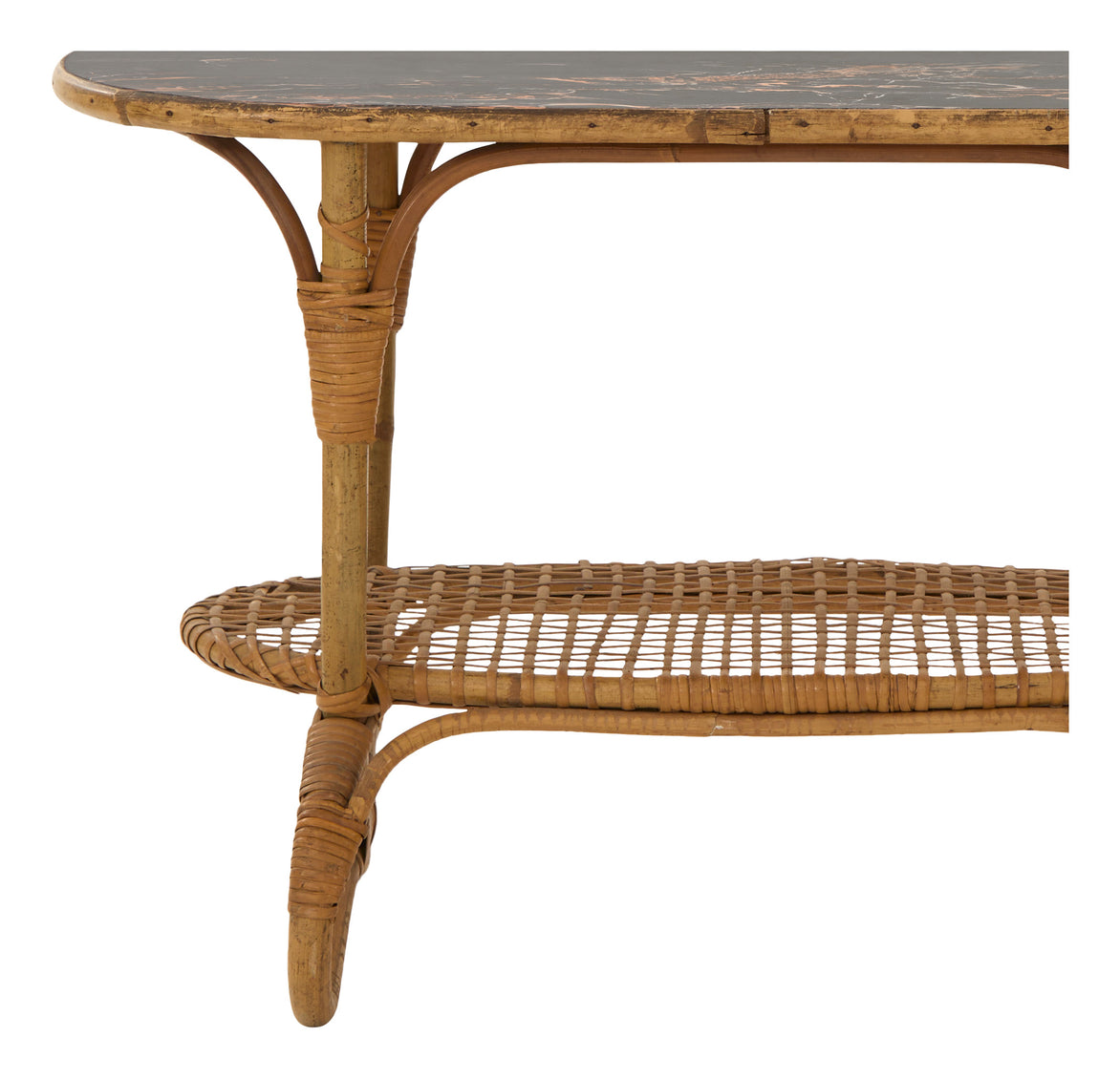 Vintage Oval Rattan Table