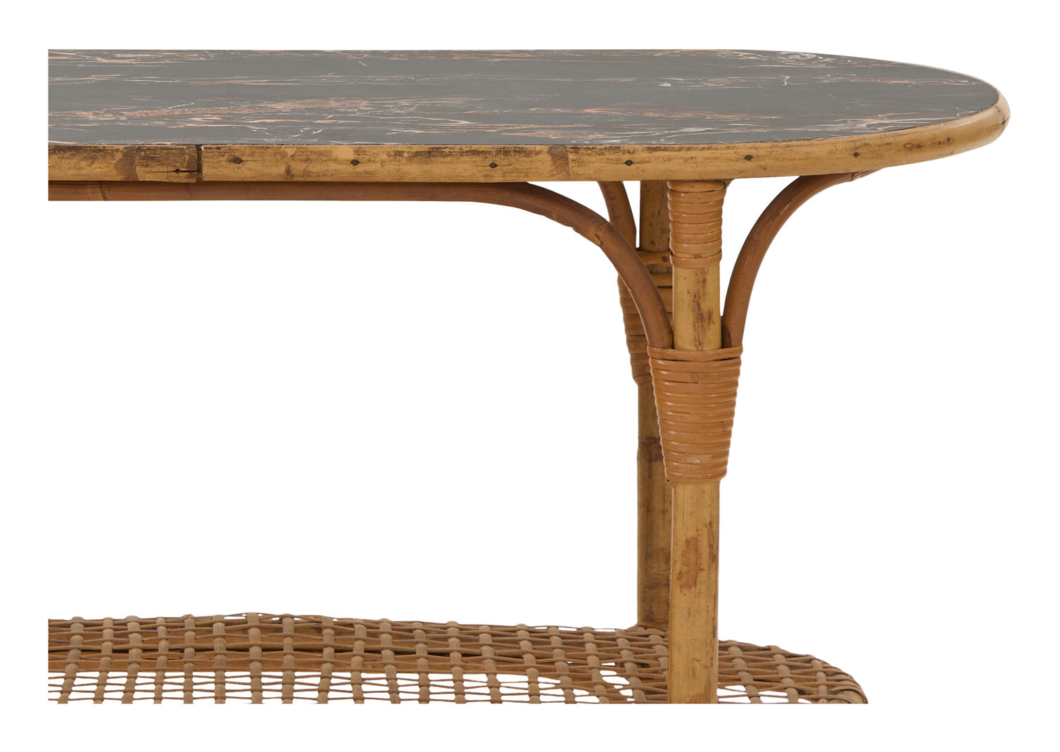 Vintage Oval Rattan Table