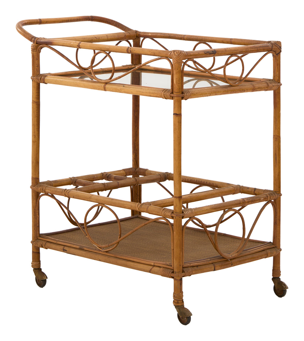 Vintage Rattan Bar Cart