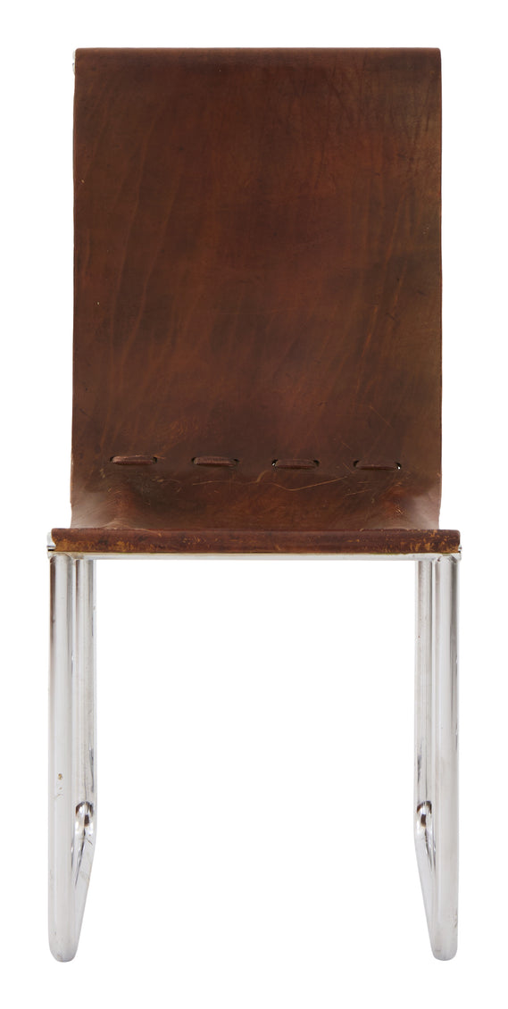 Vintage Leather Sling Dining Chair