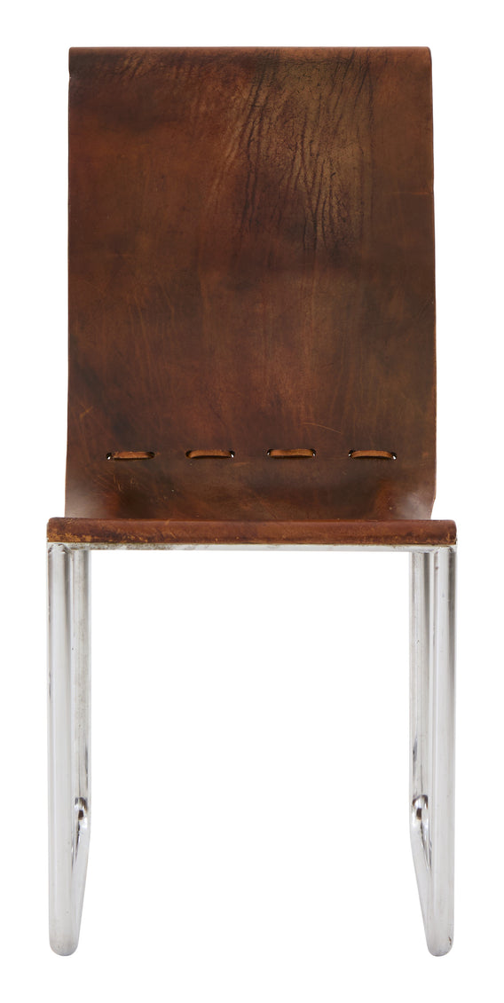 Vintage Leather Sling Dining Chair