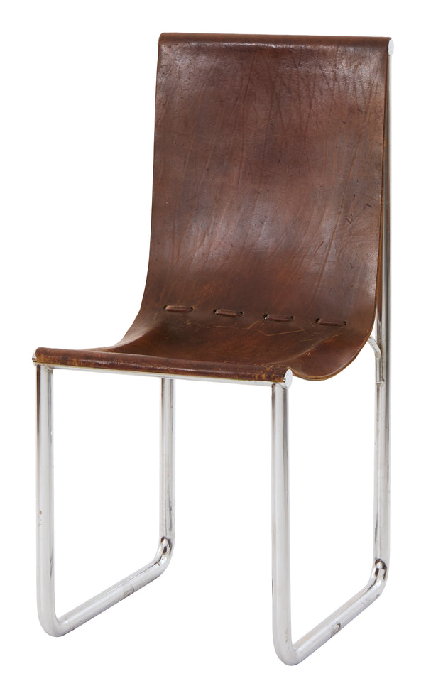 Vintage Leather Sling Dining Chair
