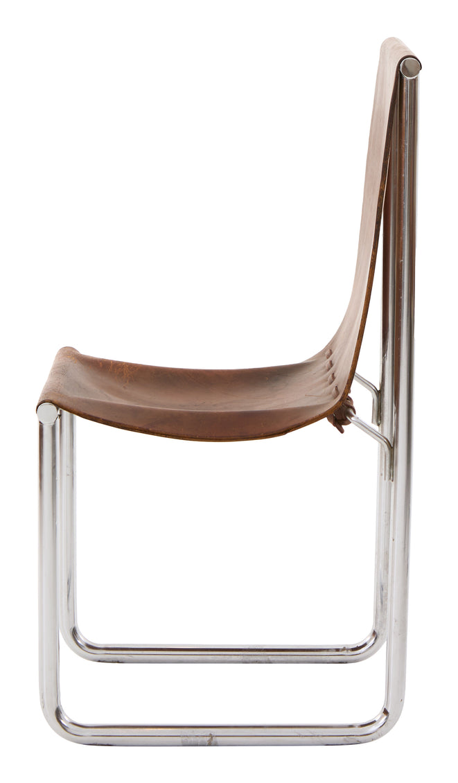 Vintage Leather Sling Dining Chair