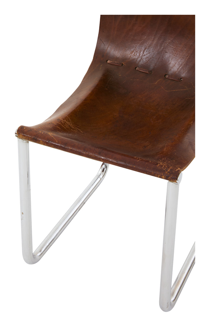 Vintage Leather Sling Dining Chair