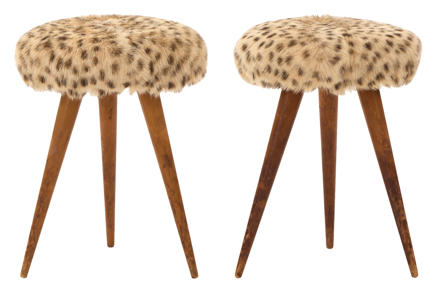 Vintage Spotted Hide Stool