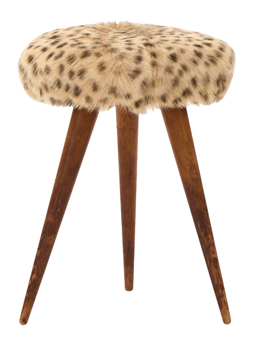 Vintage Spotted Hide Stool