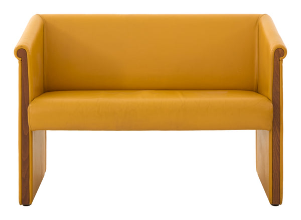 Vintage Yellow Leather Sofa