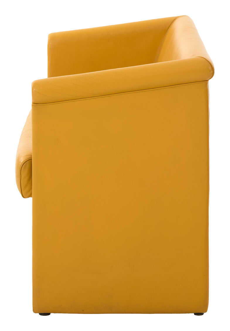 Vintage Yellow Leather Sofa