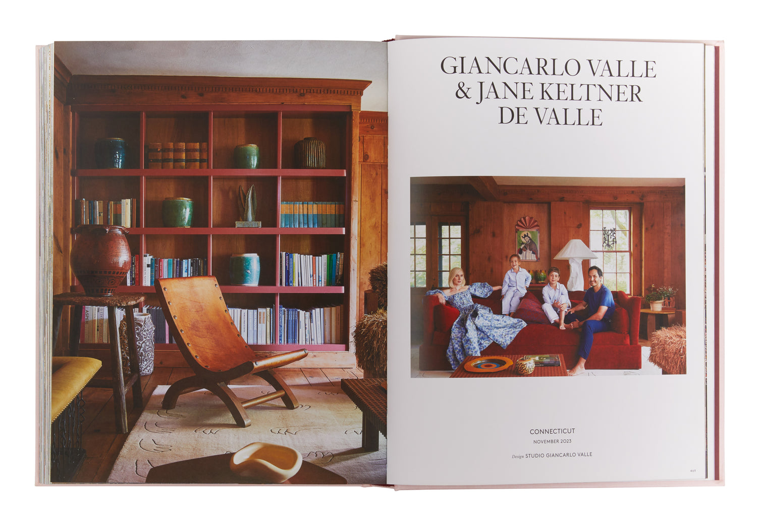 Book with interior design theme featuring a wooden bookshelf and family portrait on the cover.
