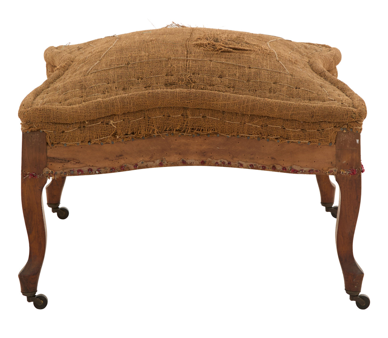 Antique Unupholstered Burlap Ottoman