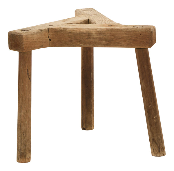 Antique Brutalist Wood Stool