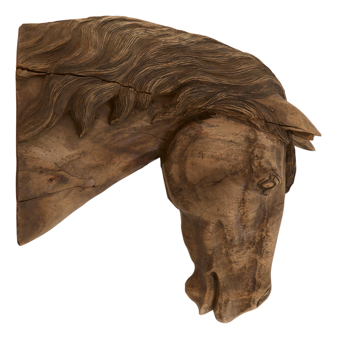Antique Carved Wood Horse Head