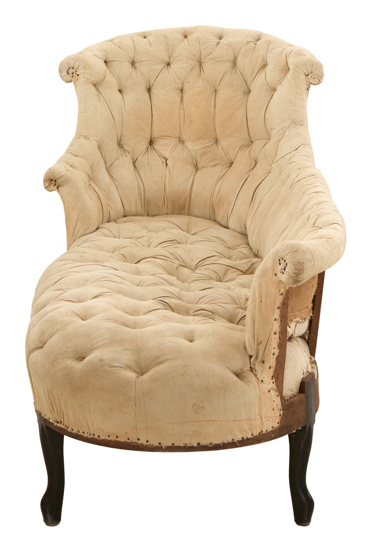Antique Unupholstered Tufted Chaise Lounge