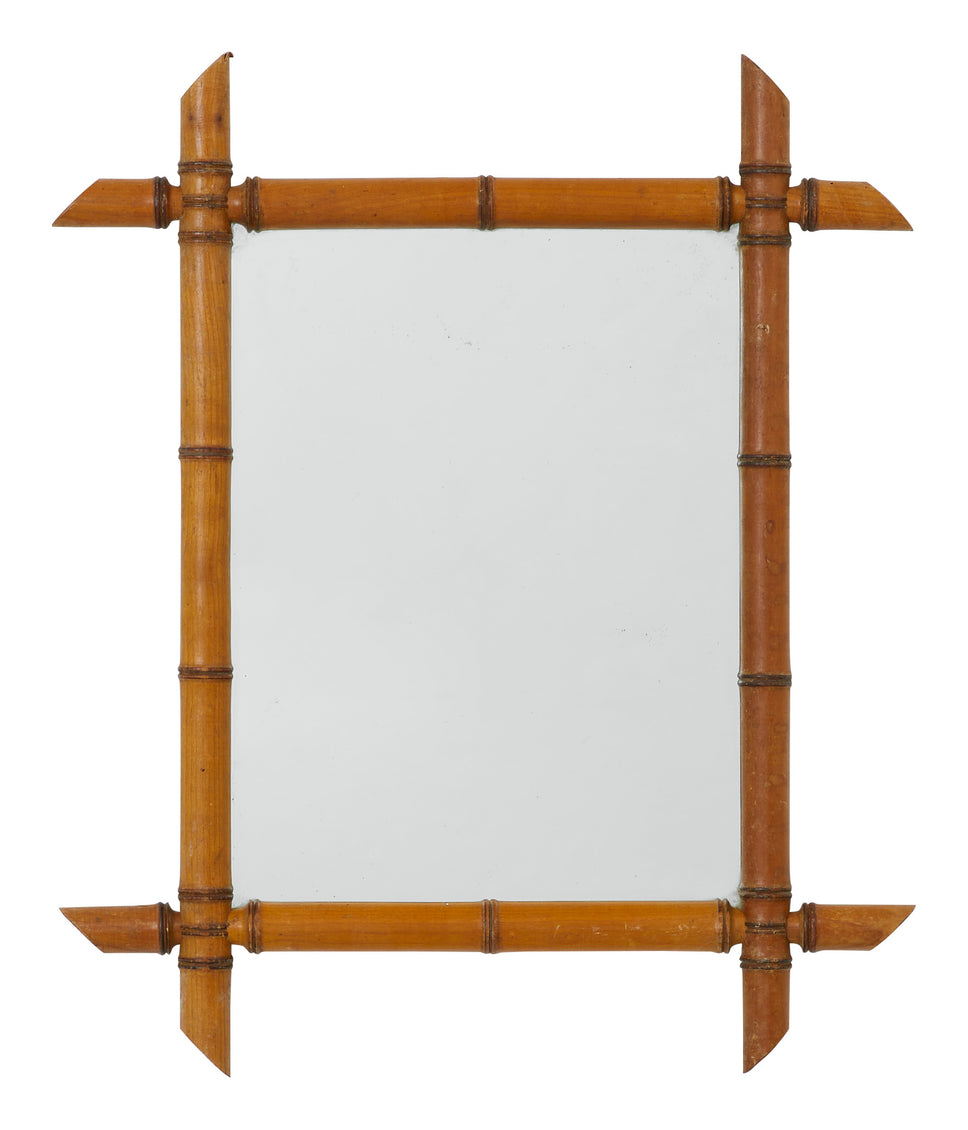 Vintage Faux Bamboo Mirror - Medium