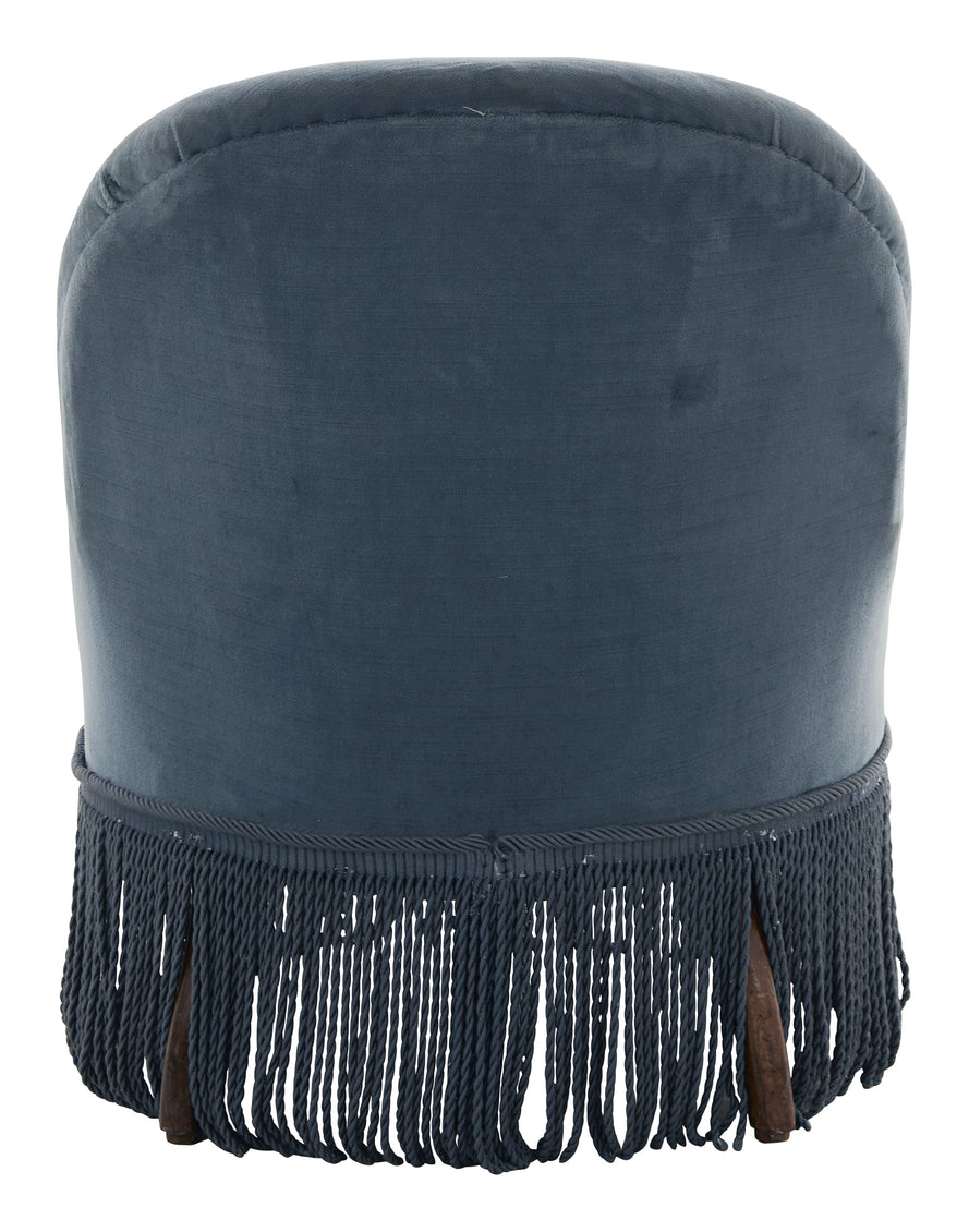 Antique Blue Velvet Slipper Chair