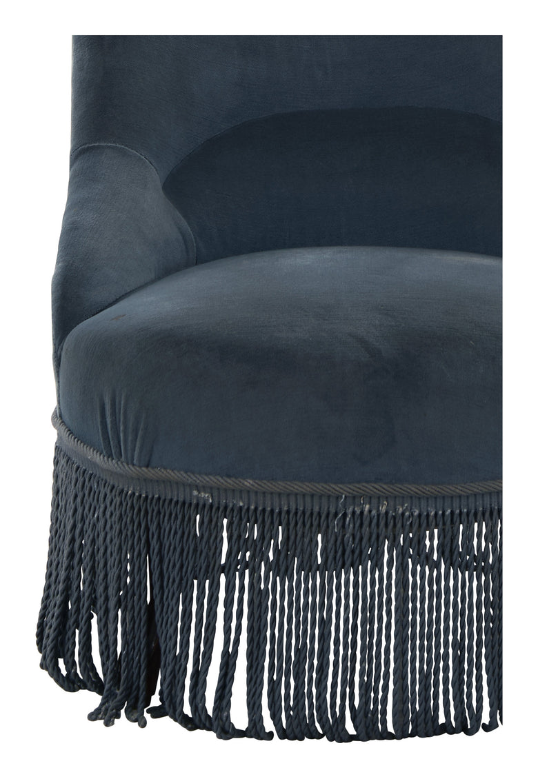 Antique Blue Velvet Slipper Chair