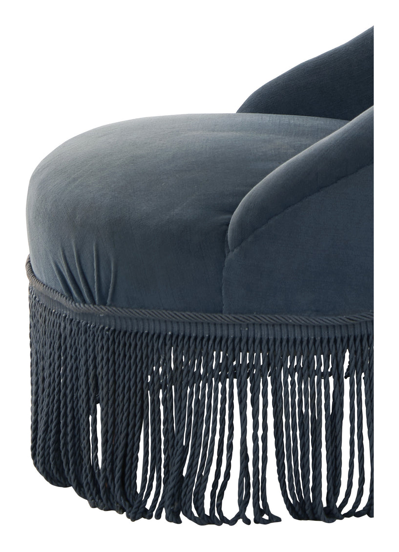 Antique Blue Velvet Slipper Chair