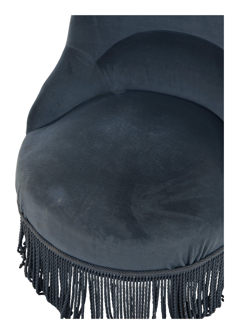 Antique Blue Velvet Slipper Chair