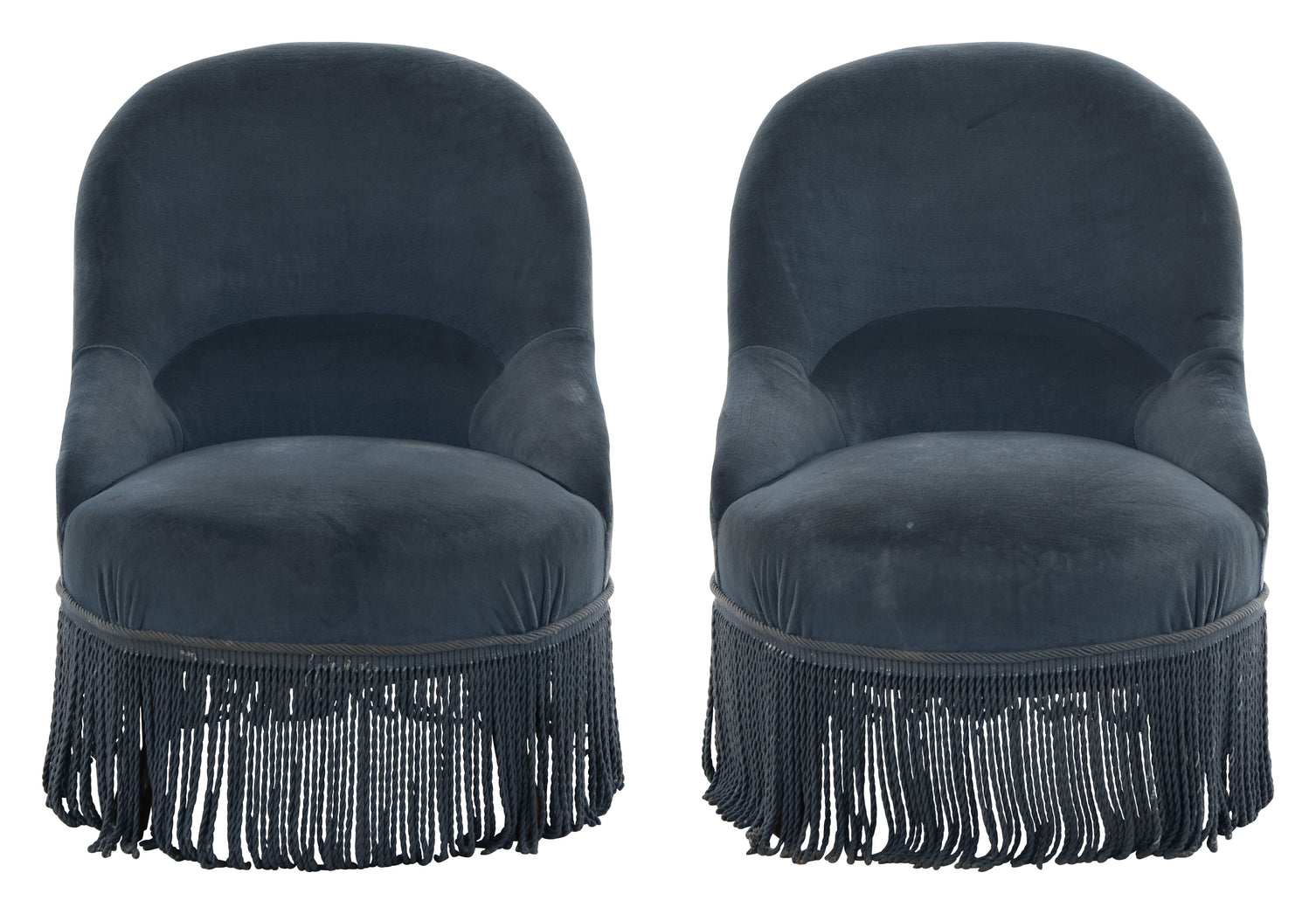 Antique Blue Velvet Slipper Chair