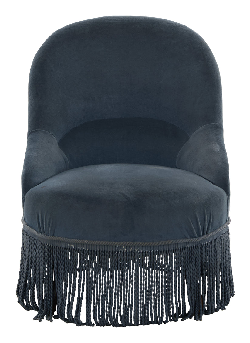 Antique Blue Velvet Slipper Chair