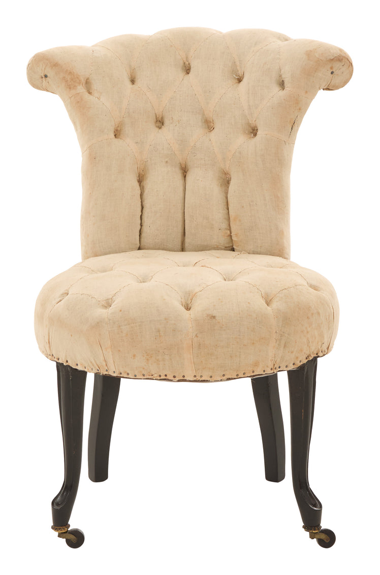 Antique Unupholstered Tufted Slipper Chair