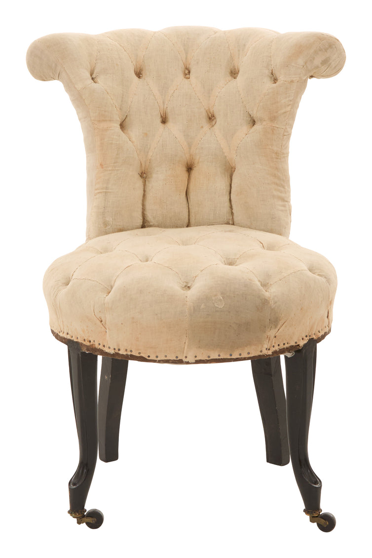 Antique Unupholstered Tufted Slipper Chair