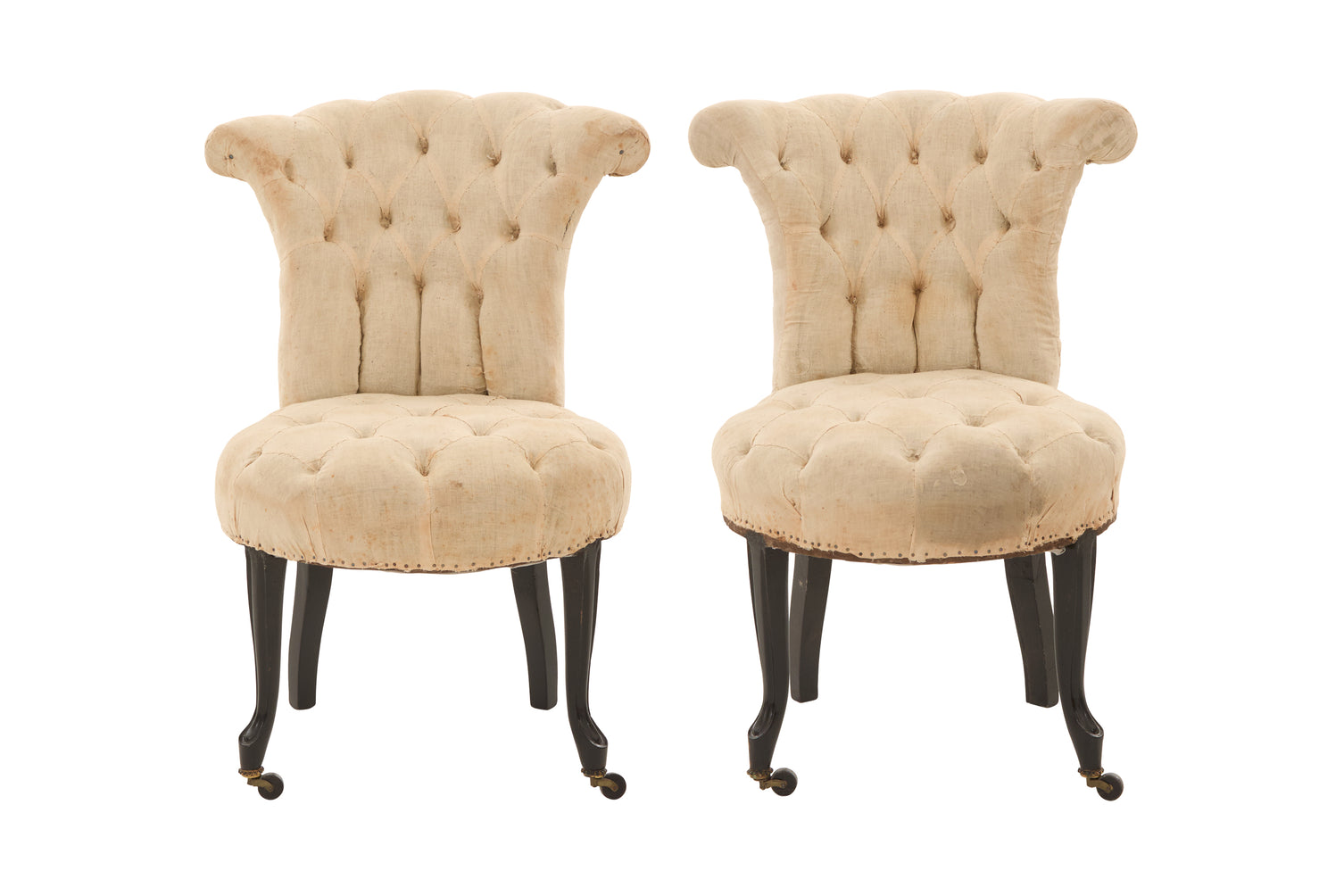 Antique Unupholstered Tufted Slipper Chair