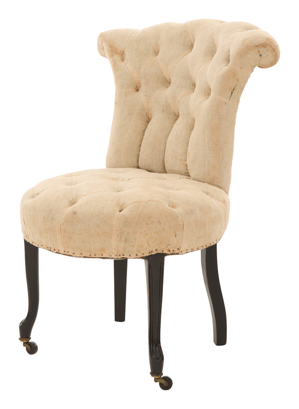 Antique Unupholstered Tufted Slipper Chair