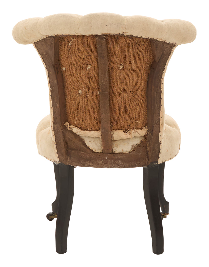 Antique Unupholstered Tufted Slipper Chair