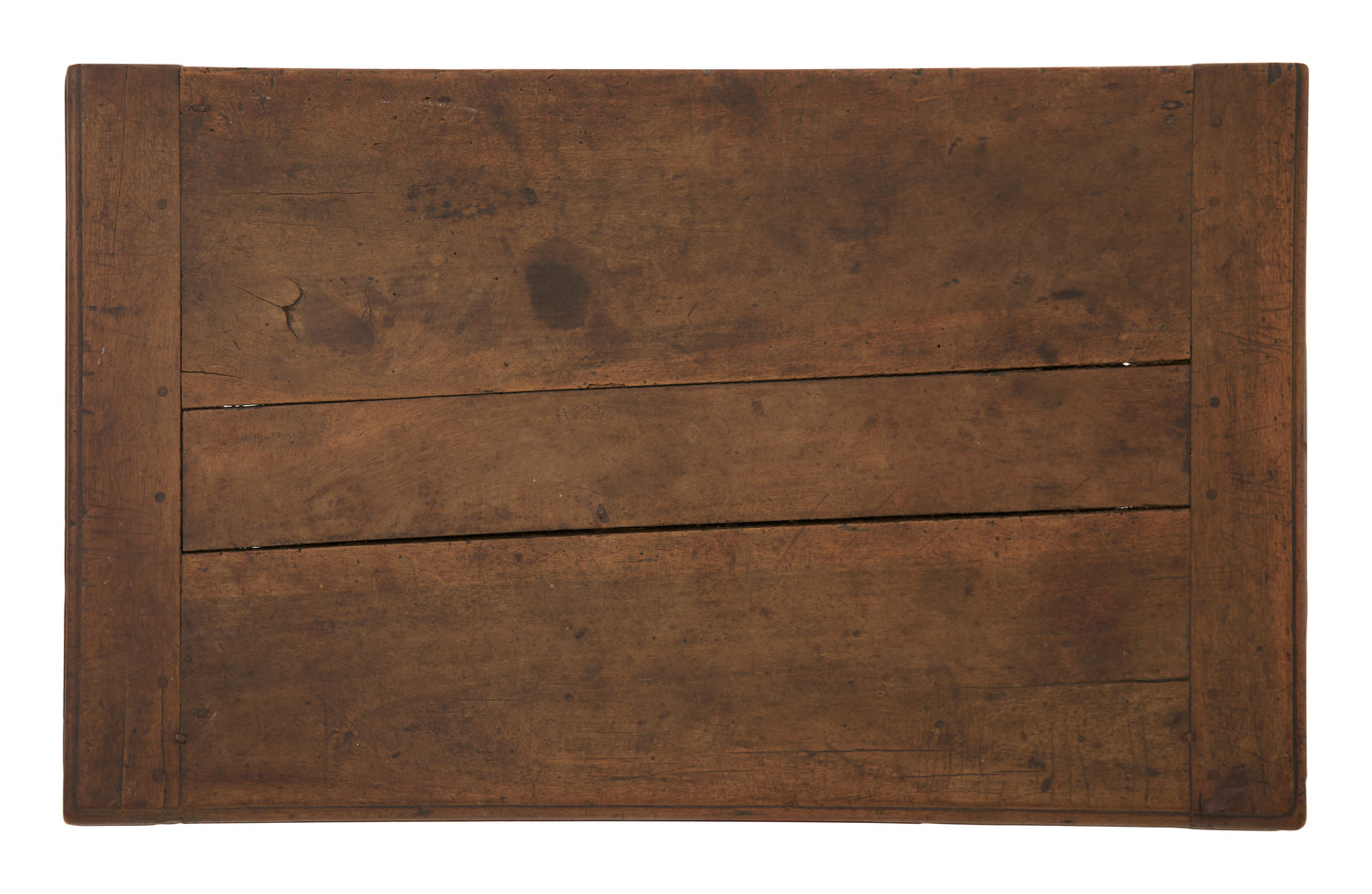 Wooden table with a dark brown color on a white background