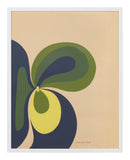 Colorful abstract signed lithograph in green, yellow, blue, and beige
