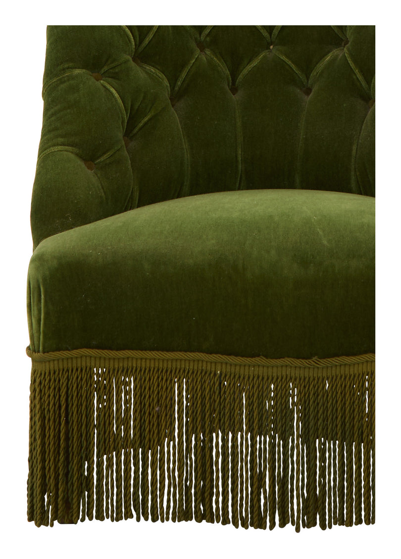 Vintage Green Mohair Slipper Chair