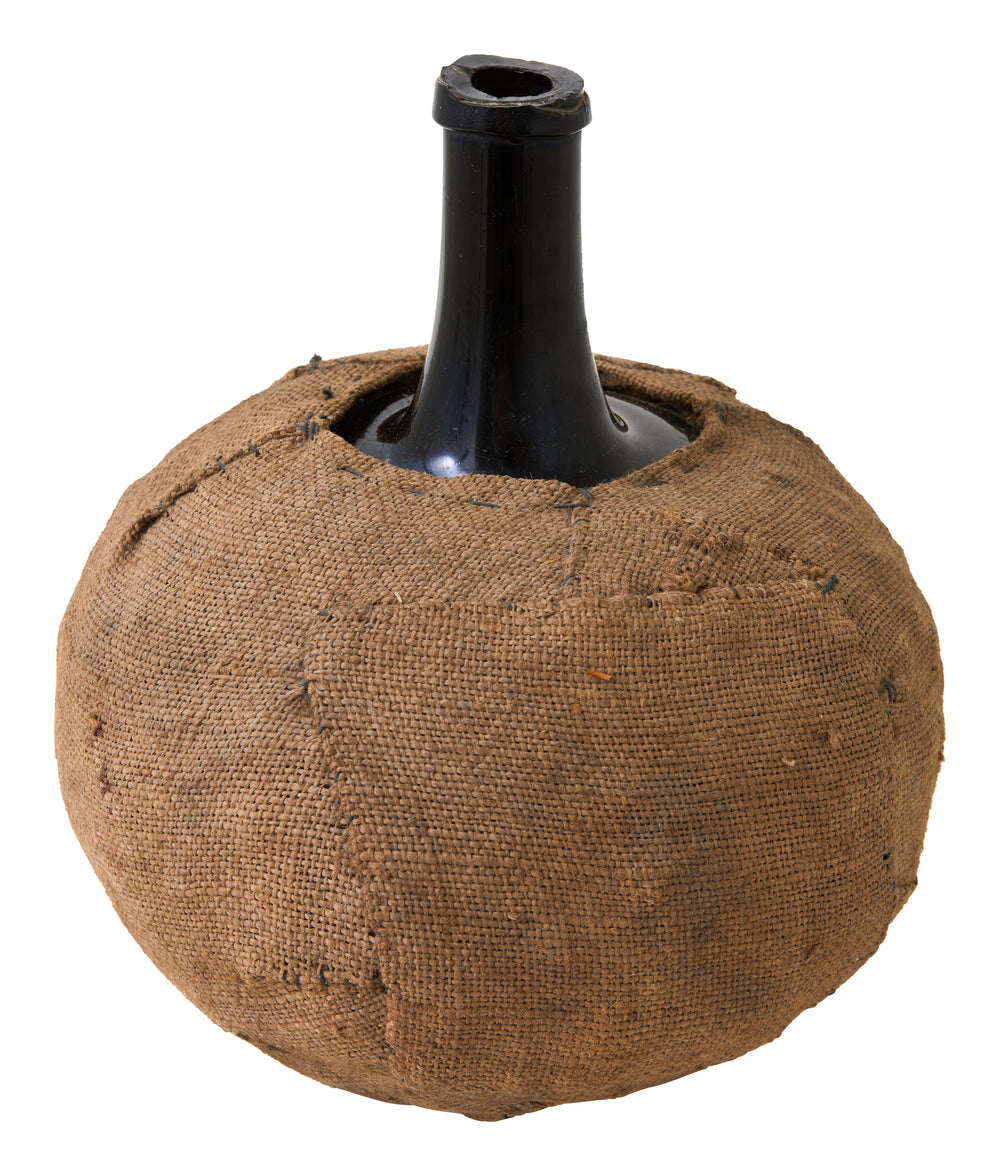 Antique Burlap Wrapped Wine Bottle