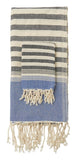 Hammam Black and Blue Stripe Towels