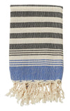 Hammam Black and Blue Stripe Hand Towels